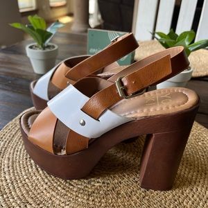 Brown and White platform shoes